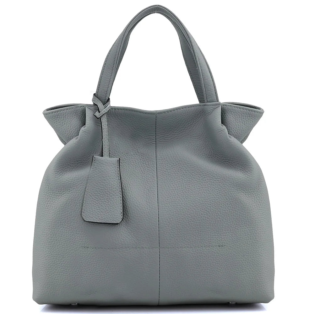 Zency Soft Genuine Leather Handbag Women's Shoulder Bag Winter Fashion Casual Design Shopper Crossbody Large Bucket Tote Bag