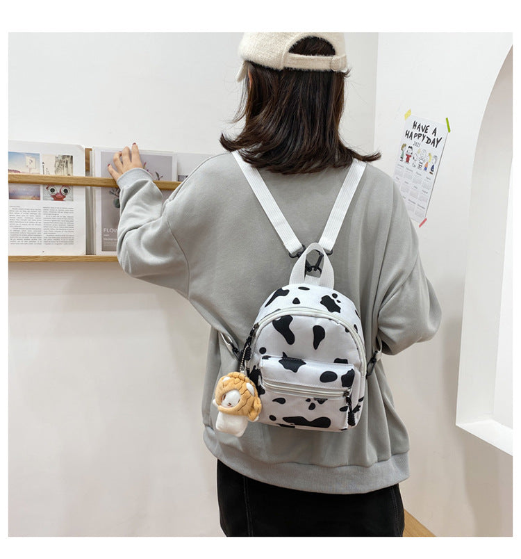 Bag Women's Bag 2024 New Backpack Dairy Cow Pattern Backpack Outdoor Travel Small Backpack Casual Backpack