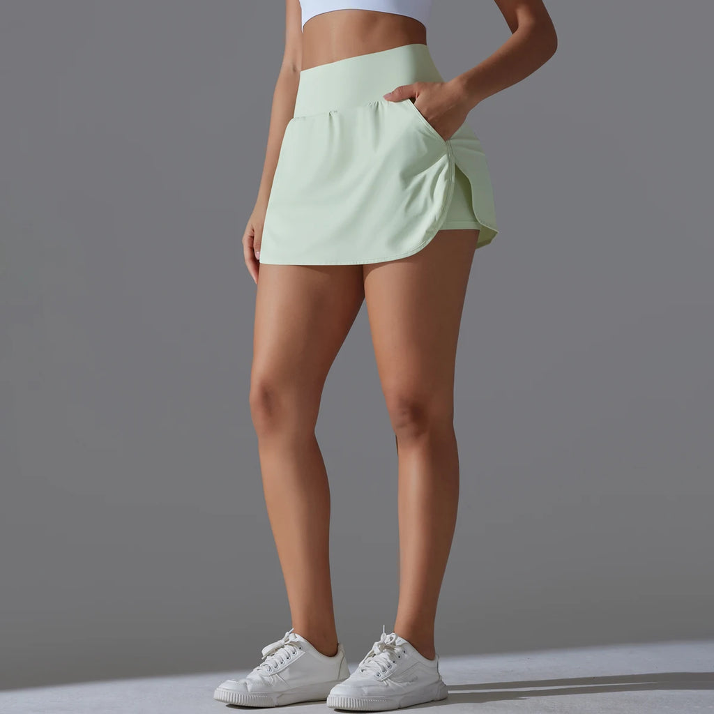 Outdoor Sports Yoga Skirt Badminton Tennis Skirt High Waist Breathable Sweat Skirt Active Athletic Yoga Fitness Skirt Short