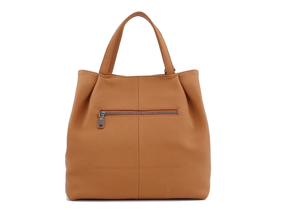 Zency Soft Genuine Leather Handbag Women's Shoulder Bag Winter Fashion Casual Design Shopper Crossbody Large Bucket Tote Bag