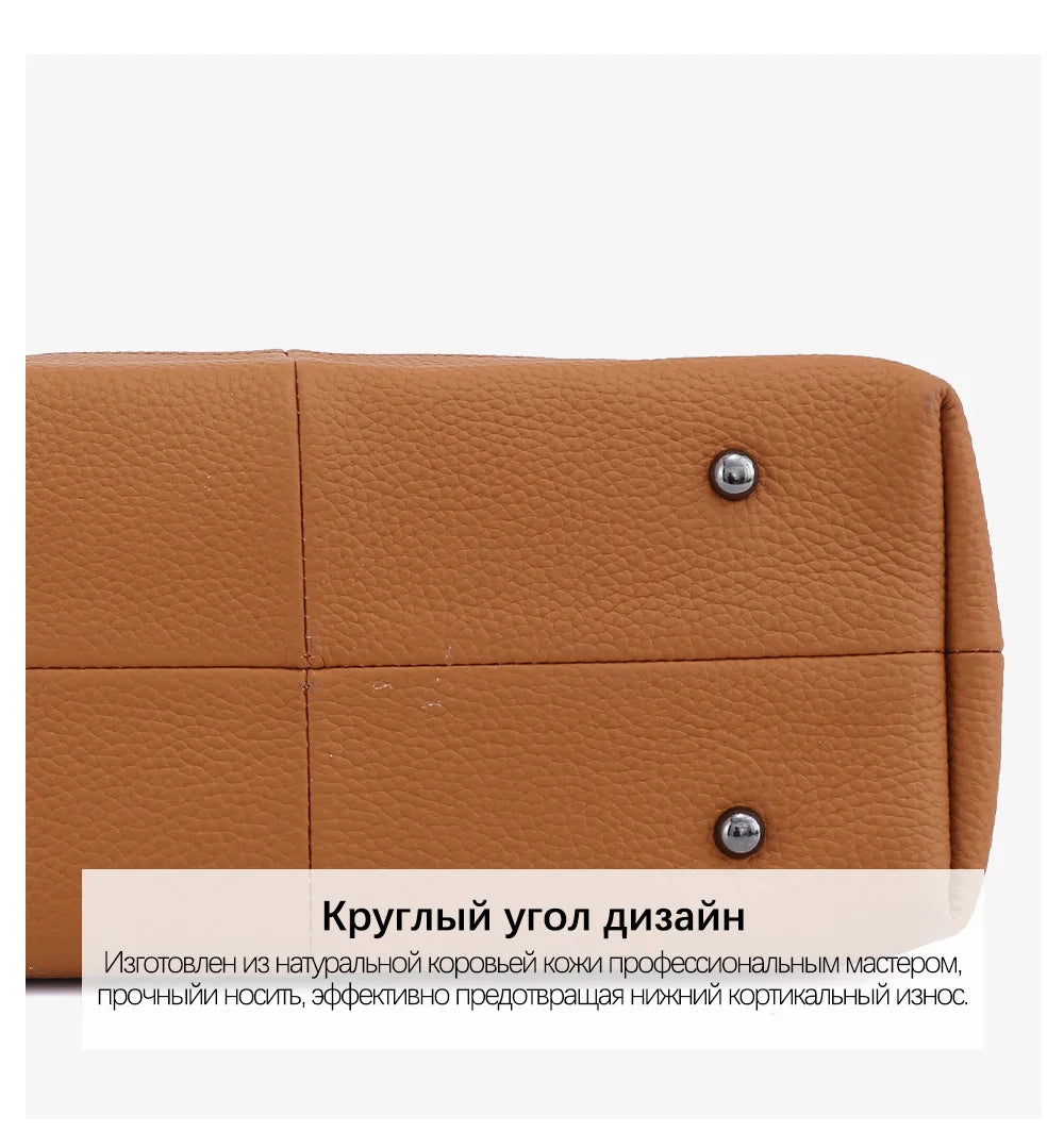 Zency Soft Genuine Leather Handbag Women's Shoulder Bag Winter Fashion Casual Design Shopper Crossbody Large Bucket Tote Bag