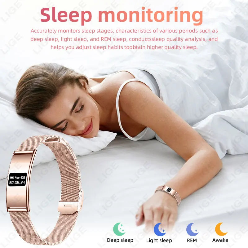 LIGE New 2.8mm Electronic Screen Smart Wristbands Heart Rate Blood Oxygen Monitor Smart Watch Waterproof Sports Fashion Bracelet