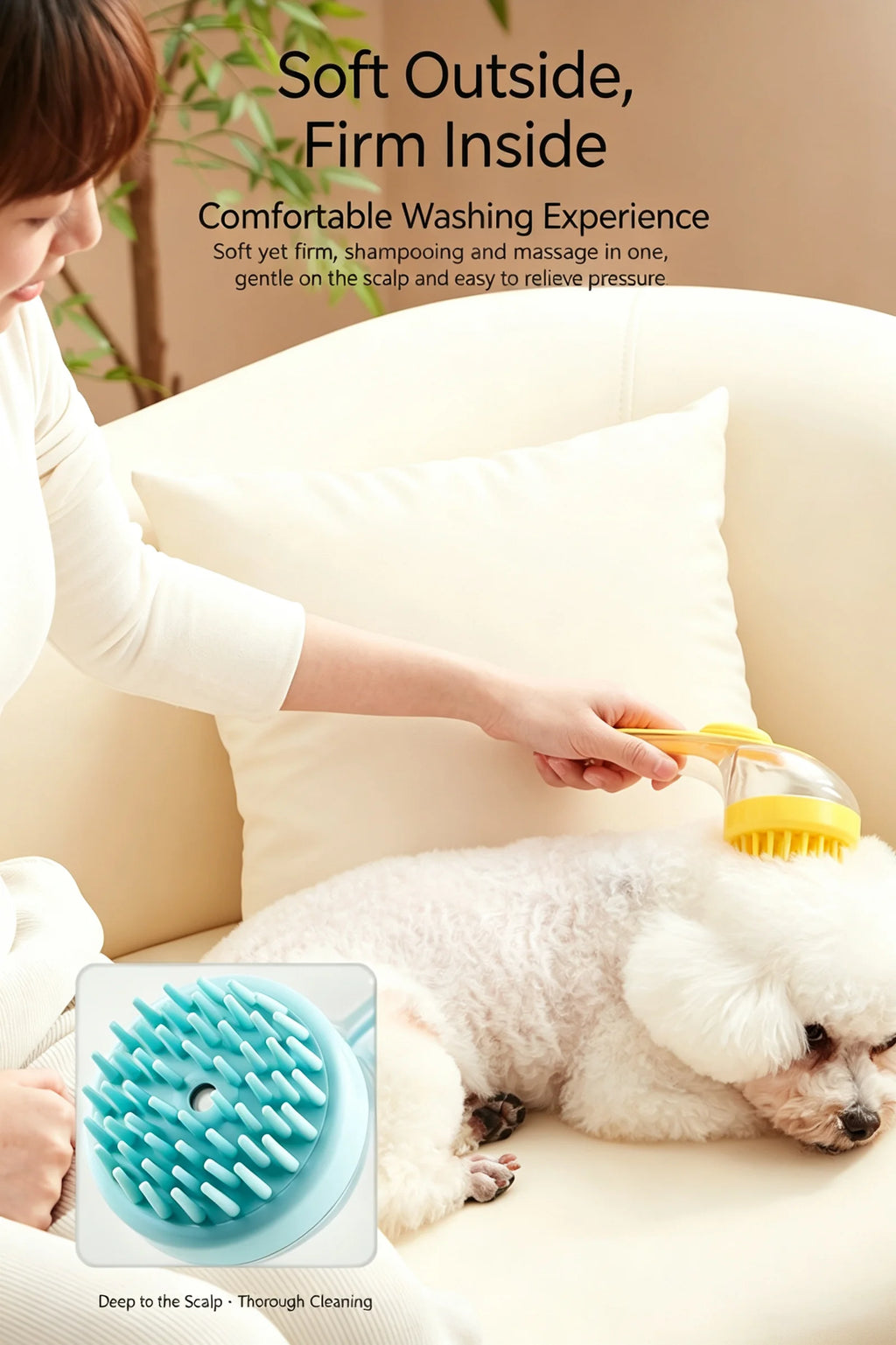 Pet Bath Brush for Dog Cat Liquid Adding Massage Shampoo Brush Pet Hair Washing Scrubbing Grooming Head Massage Comb Small Tools