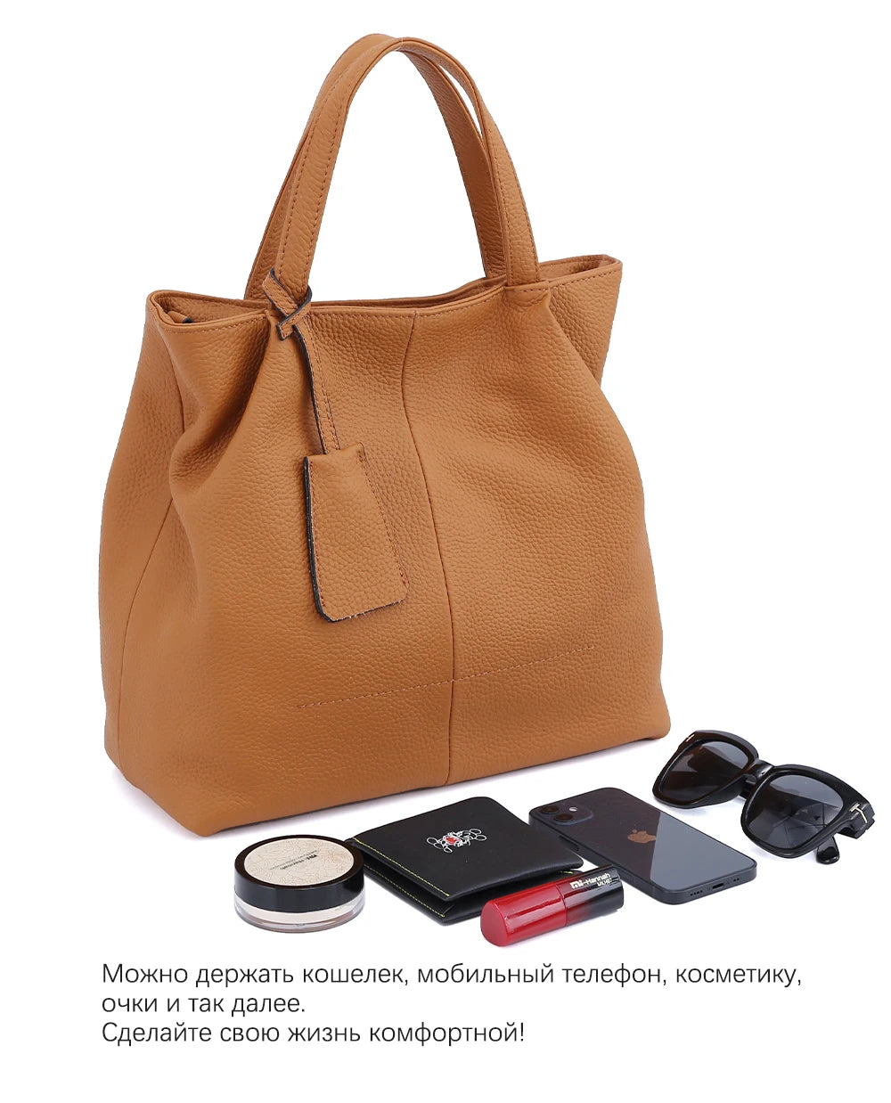 Zency Soft Genuine Leather Handbag Women's Shoulder Bag Winter Fashion Casual Design Shopper Crossbody Large Bucket Tote Bag