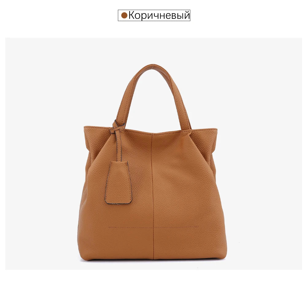 Zency Soft Genuine Leather Handbag Women's Shoulder Bag Winter Fashion Casual Design Shopper Crossbody Large Bucket Tote Bag