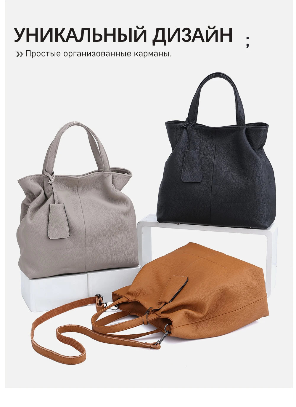 Zency Soft Genuine Leather Handbag Women's Shoulder Bag Winter Fashion Casual Design Shopper Crossbody Large Bucket Tote Bag