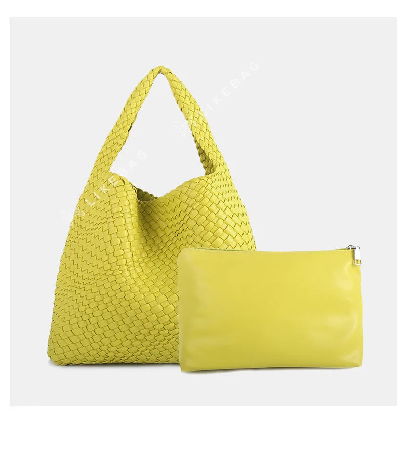 ZR DIARY Handmade Woven Bag Women PU Leather Large Capacity Totes Fashion Shoulder Bag 224BZ9389-1