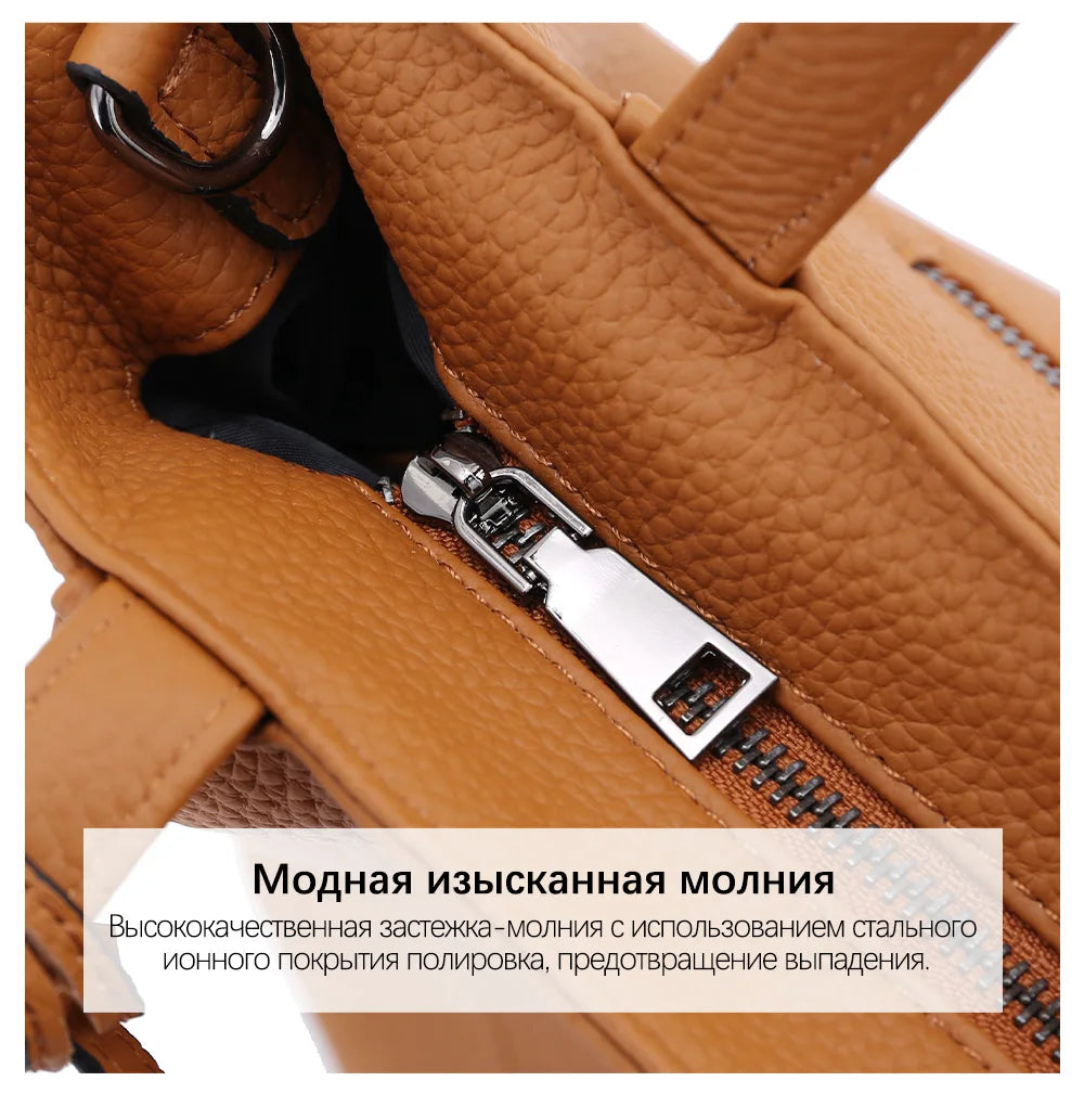 Zency Soft Genuine Leather Handbag Women's Shoulder Bag Winter Fashion Casual Design Shopper Crossbody Large Bucket Tote Bag