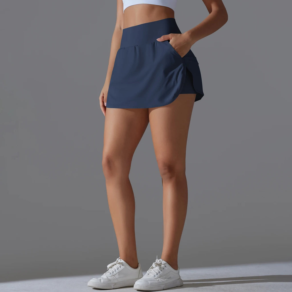 Outdoor Sports Yoga Skirt Badminton Tennis Skirt High Waist Breathable Sweat Skirt Active Athletic Yoga Fitness Skirt Short