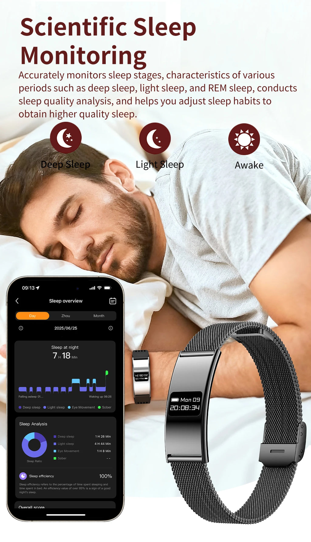 LIGE New 2.8mm Electronic Screen Smart Wristbands Heart Rate Blood Oxygen Monitor Smart Watch Waterproof Sports Fashion Bracelet