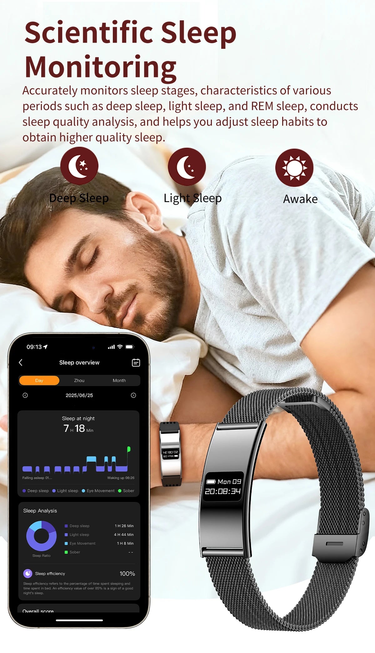 LIGE New 2.8mm Electronic Screen Smart Wristbands Heart Rate Blood Oxygen Monitor Smart Watch Waterproof Sports Fashion Bracelet