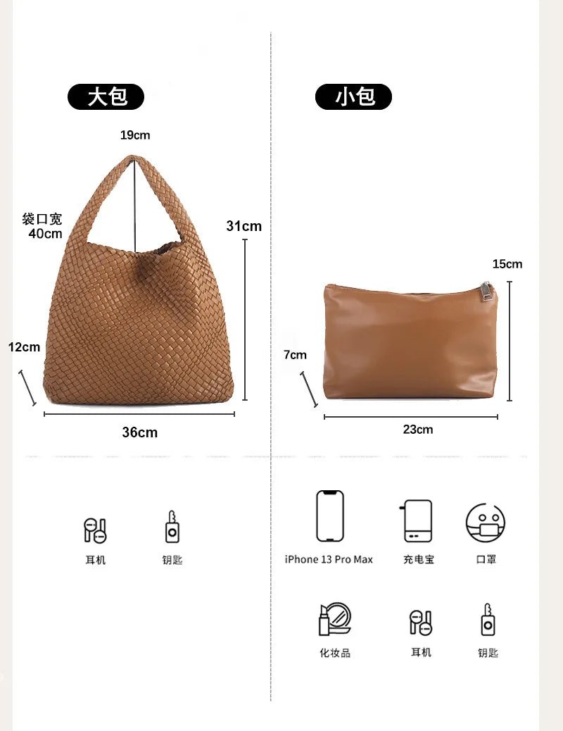 ZR DIARY Handmade Woven Bag Women PU Leather Large Capacity Totes Fashion Shoulder Bag 224BZ9389-1