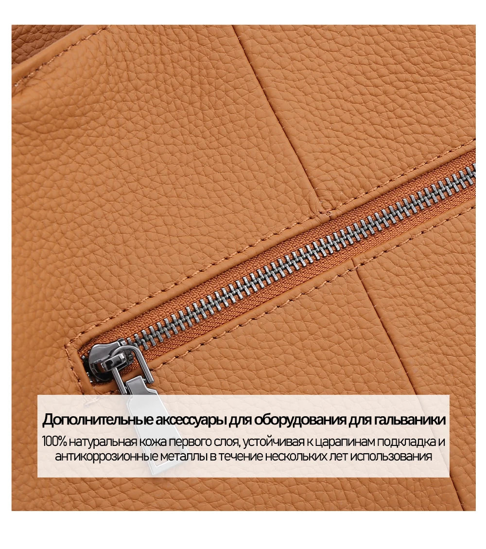 Zency Soft Genuine Leather Handbag Women's Shoulder Bag Winter Fashion Casual Design Shopper Crossbody Large Bucket Tote Bag