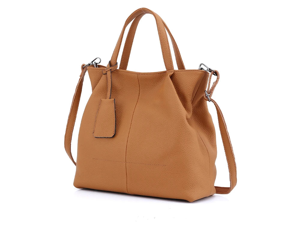Zency Soft Genuine Leather Handbag Women's Shoulder Bag Winter Fashion Casual Design Shopper Crossbody Large Bucket Tote Bag