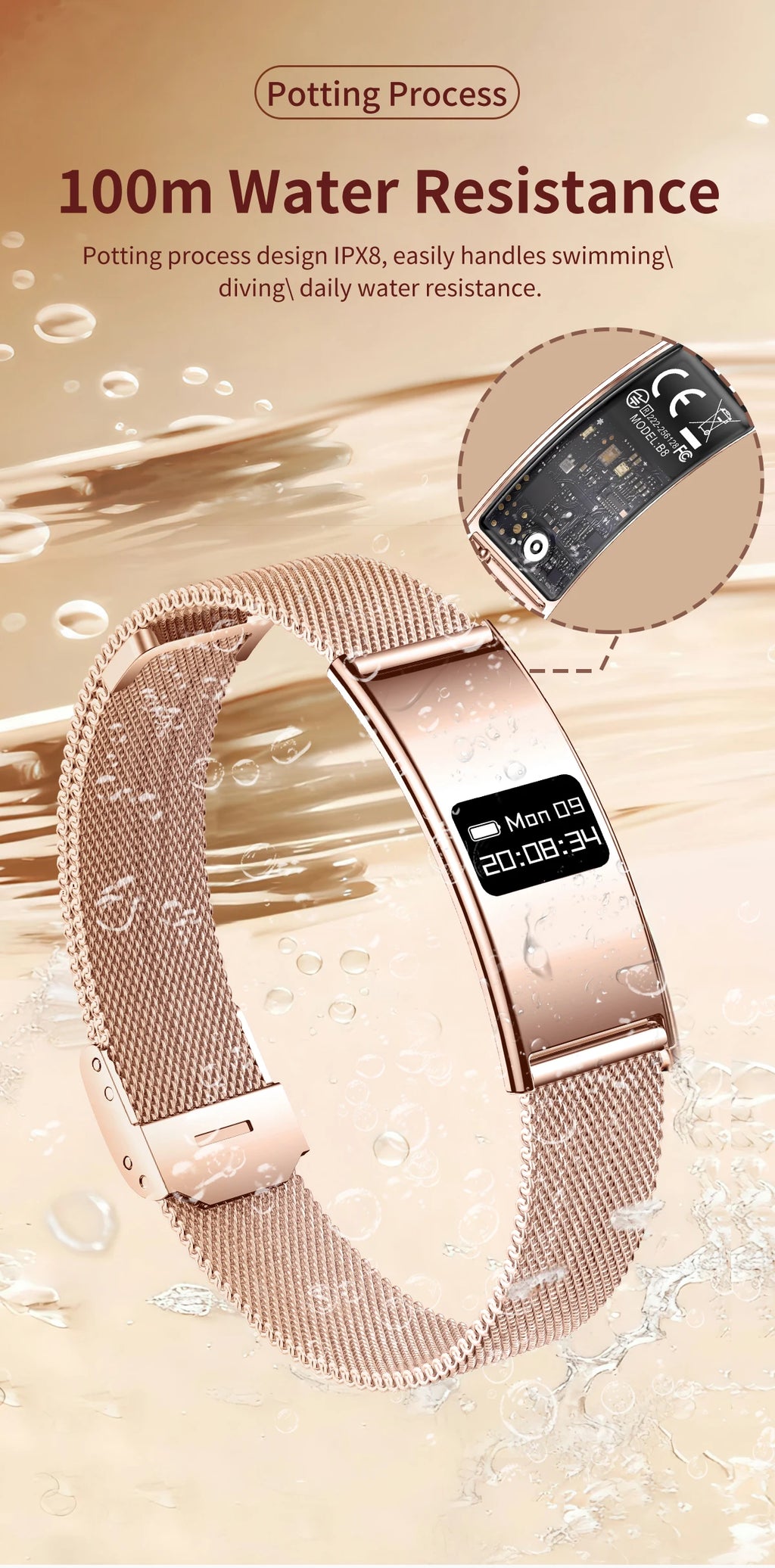 LIGE New 2.8mm Electronic Screen Smart Wristbands Heart Rate Blood Oxygen Monitor Smart Watch Waterproof Sports Fashion Bracelet