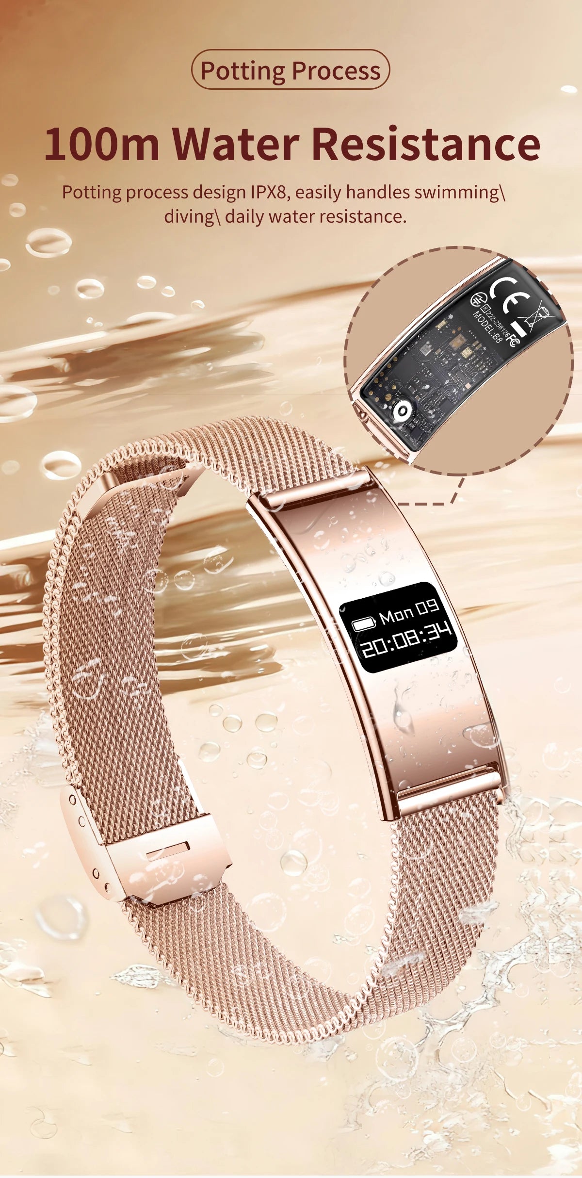 LIGE New 2.8mm Electronic Screen Smart Wristbands Heart Rate Blood Oxygen Monitor Smart Watch Waterproof Sports Fashion Bracelet