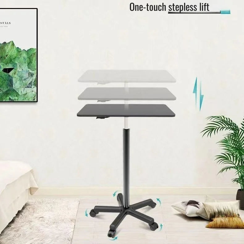 Small lift desk computer desk work desk with pulleys movable standing desk bedside table office desk