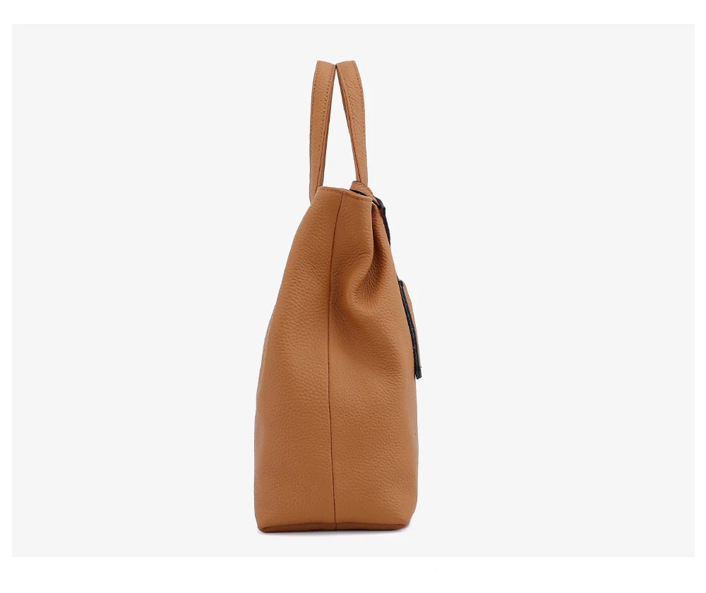 Zency Soft Genuine Leather Handbag Women's Shoulder Bag Winter Fashion Casual Design Shopper Crossbody Large Bucket Tote Bag